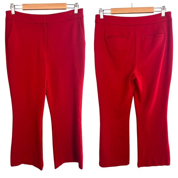 Boden Women's 10 Hampshire Trousers Red Crop Flare Ponte Stretch Career Preppy - Picture 1 of 12